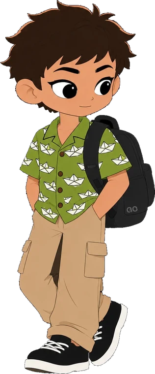 Nain, the Eye Care Chum, with his backpack